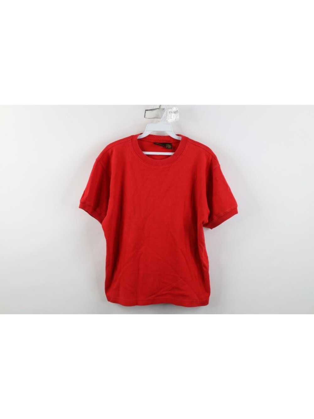 Vintage 90s Blank Cropped Boxy Ringer T-Shirt Womens Size L Red Cotton Faded